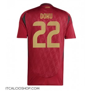 Belgio Jeremy Doku #22 Prima Maglia Europei 2024 Manica Corta